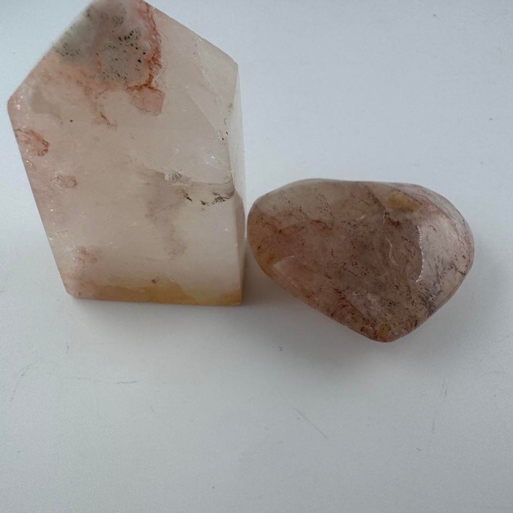 Fire quartz heart and point set